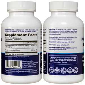 Dr. MaxWell PhosphatidylSerine & Bacopa Monnieri: no fillers, soy free, 2in1*